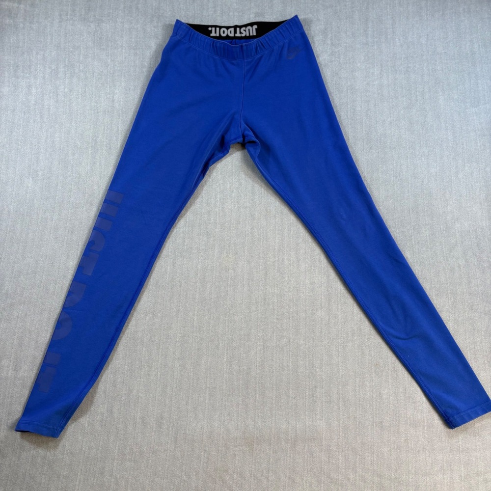 Nike Leggings Women Small Faded Blue Just Do It Graphic Athletic Training Tights